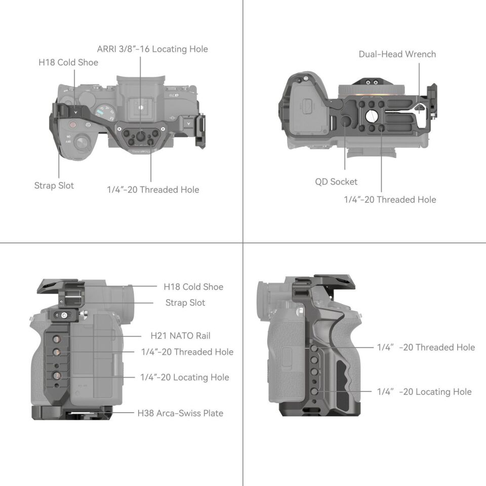 SmallRig 4539 HawkLock Hızlı Çıkarma Gelişmiş Kafes Kiti Sony A7R V/A7 IV /A7S III  için