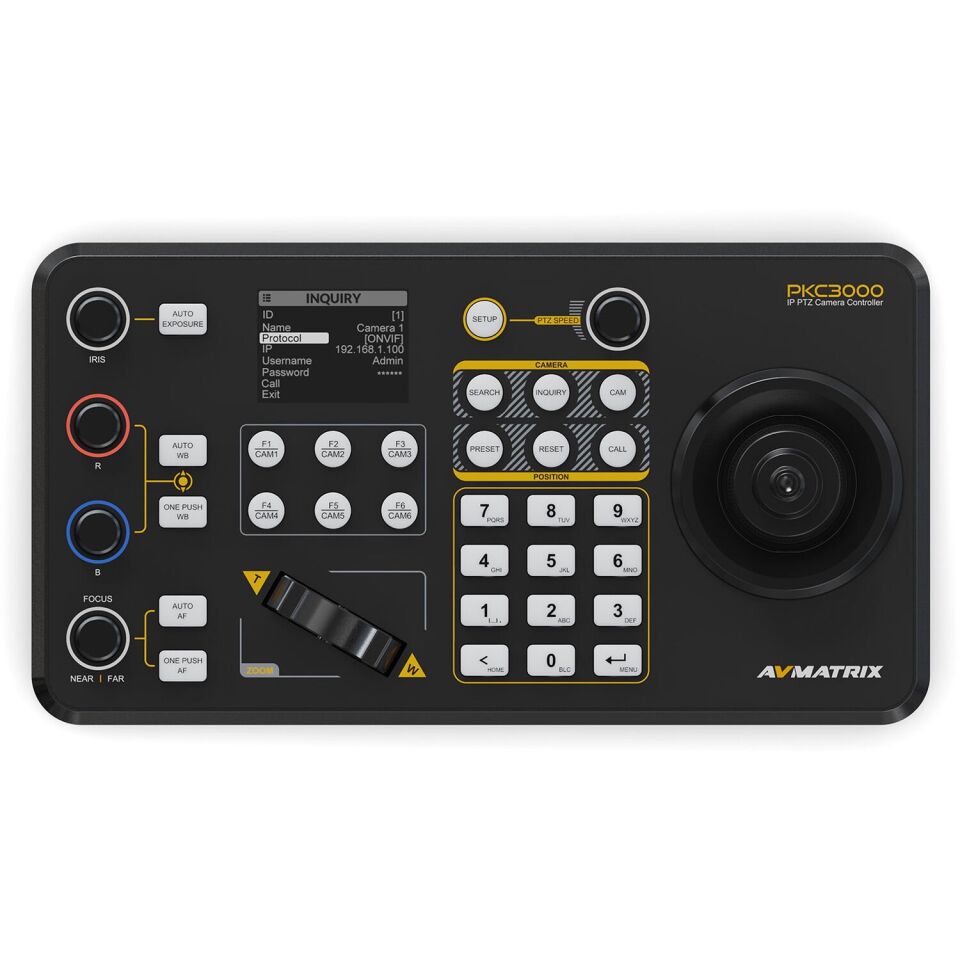 AvMatrix PKC3000 Profesyonel IP ve Seri PTZ Kamera Joystick Kontrol Cihazı