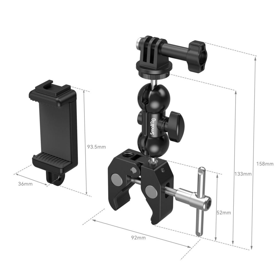 SmallRig 4373 Süper Kelepçe ve Bilyalı Başlı Sihirli Kol