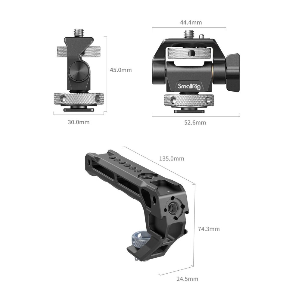 SmallRig 5322 Üst Tutma Kolu ve Monitör Cold Shoe Kiti