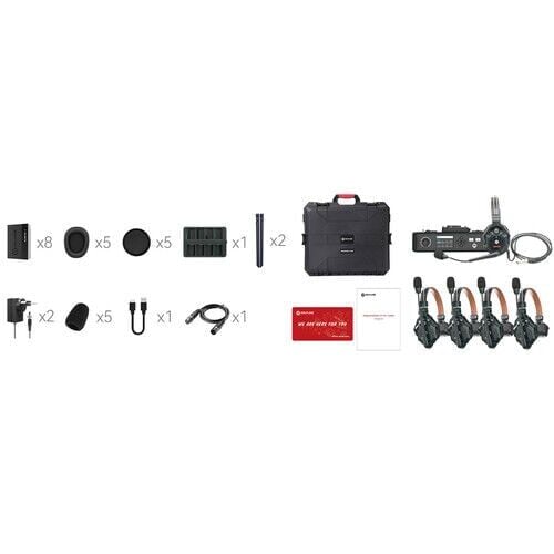 Hollyland Solidcom C1 Pro-Hub4S 5 Kişilik Full-Duplex ENC Kablosuz Intercom Sistemi