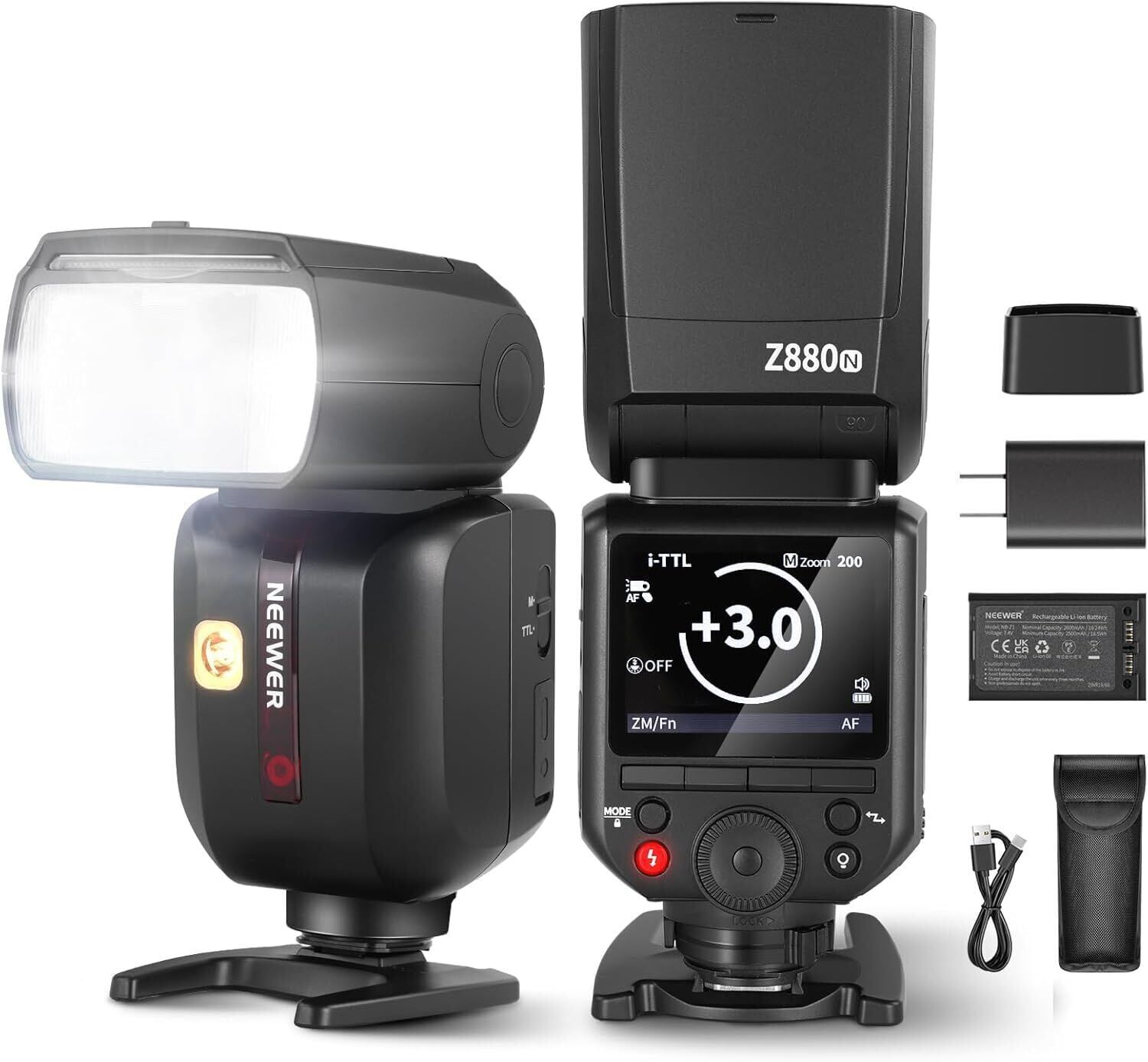 Neewer Z880-N TTL Nikon Uyumlu 76W Akülü Tepe Flaşı