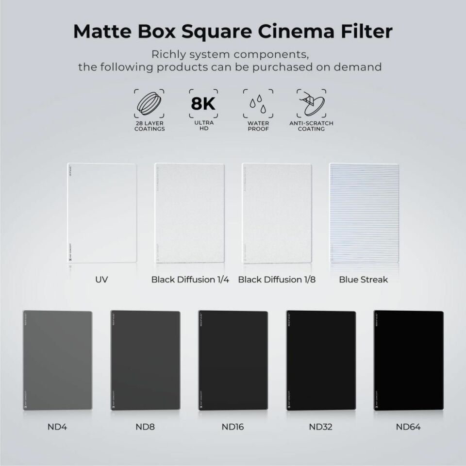 K&F NANO-X Black Mist 1/4  4x5.65 Filtre Tilta ve SmallRig ve Diğer Matbox ile Uyumlu 4mm HD Optik Cam