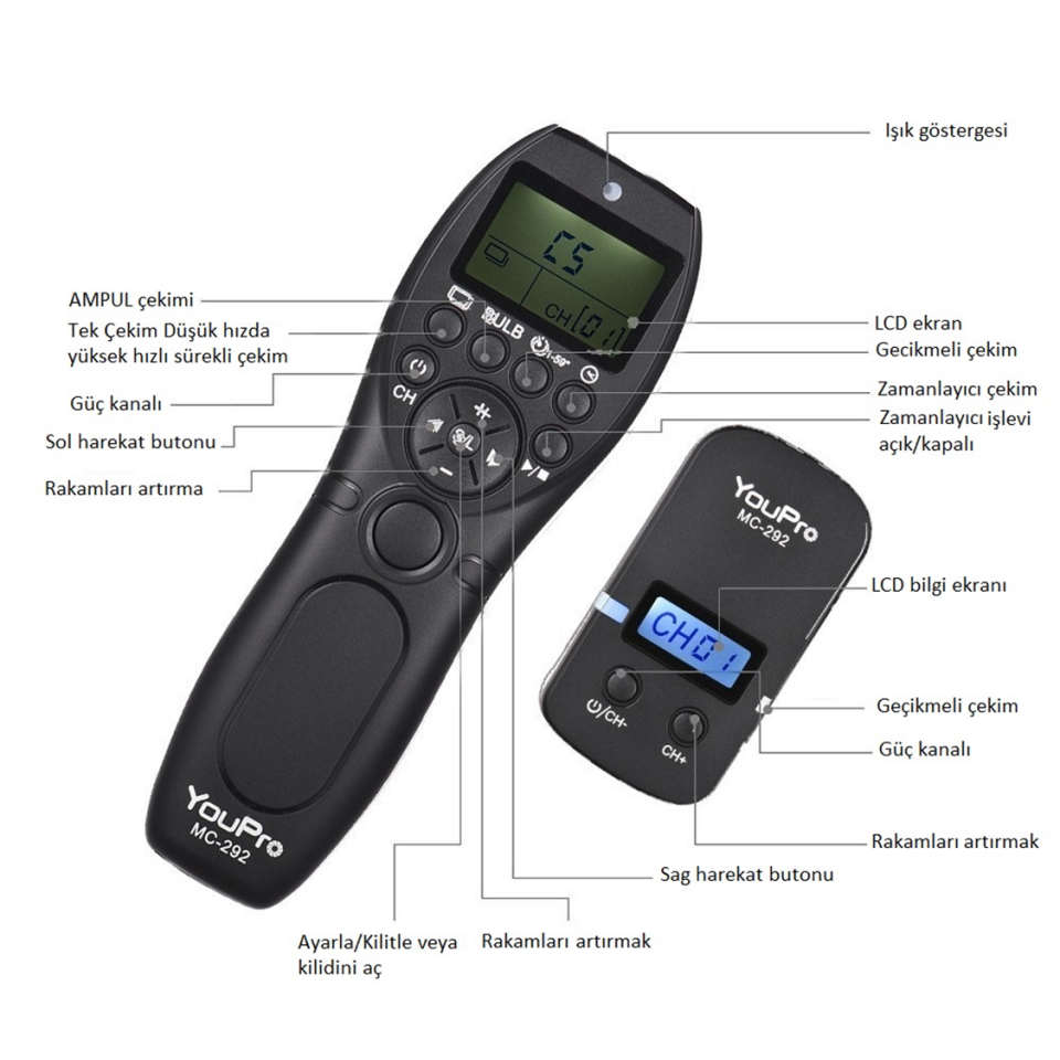 YouPro MC-292 (Nikon DC0) 2.4G Kablosuz Zamanlayıcı Uzaktan Kumanda