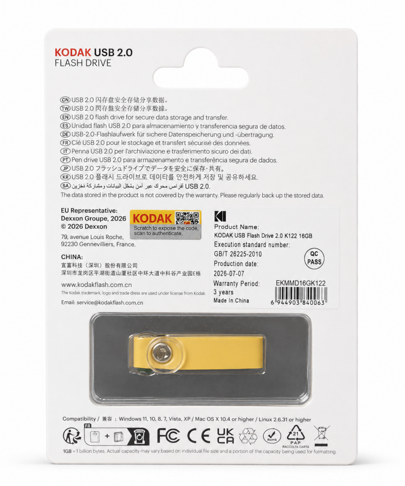 Kodak 16GB 2.0 Mini Metal USB Bellek (K122)
